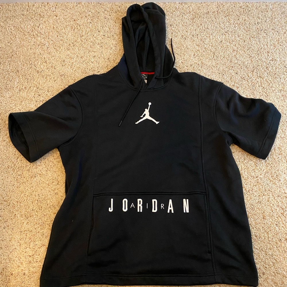 Jordan Men Large Short Sleeve Hoodie Black
